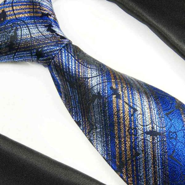 Men's tie blue gold striped necktie 2100