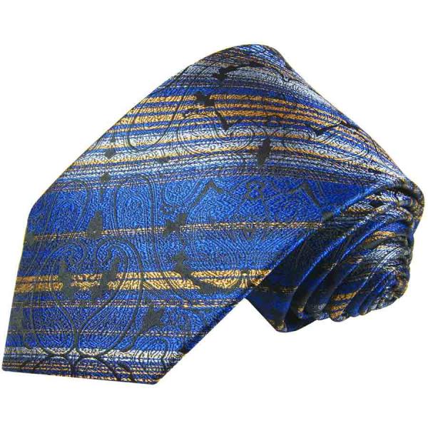 Men's tie blue gold striped necktie 2100