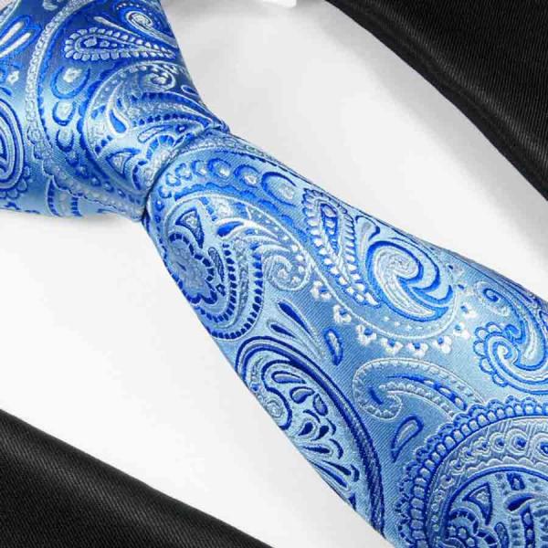 Men's tie blue paisley brocade necktie 2102