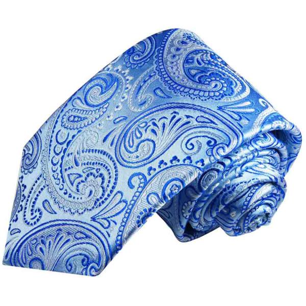 Men's tie blue paisley brocade necktie 2102