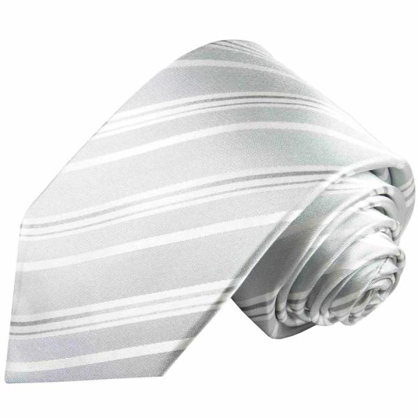 Men's tie silver white striped necktie 2104