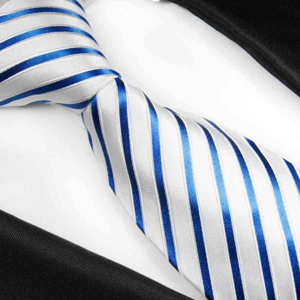 Men's tie blue white striped necktie 2105