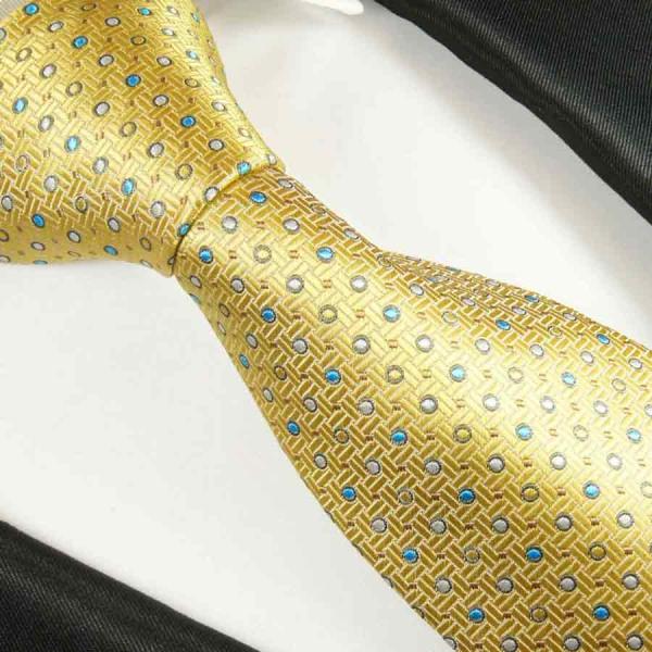 Men's tie yellow blue dotted necktie 2106