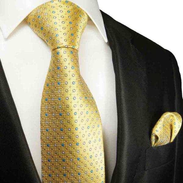Men's tie yellow blue dotted necktie 2106