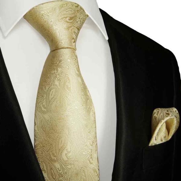 Men's tie cream paisley brocade necktie 2112