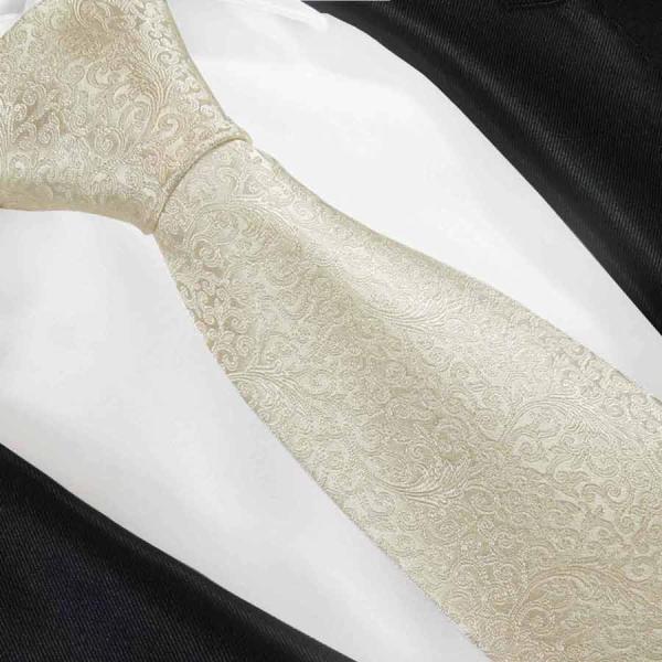 Men's tie ivory wool white floral necktie 2114