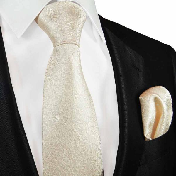 Men's tie ivory wool white floral necktie 2114