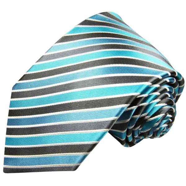 Men's tie turquoise grey striped necktie 250