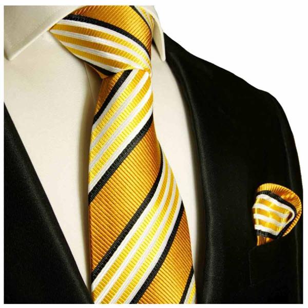 Men's tie gold orange striped necktie 264
