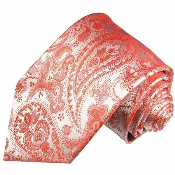 Men's tie red silver paisley brocade necktie 338