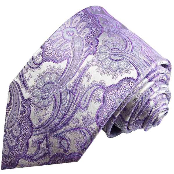 Men's tie purple lilac silver paisley brocade necktie 375