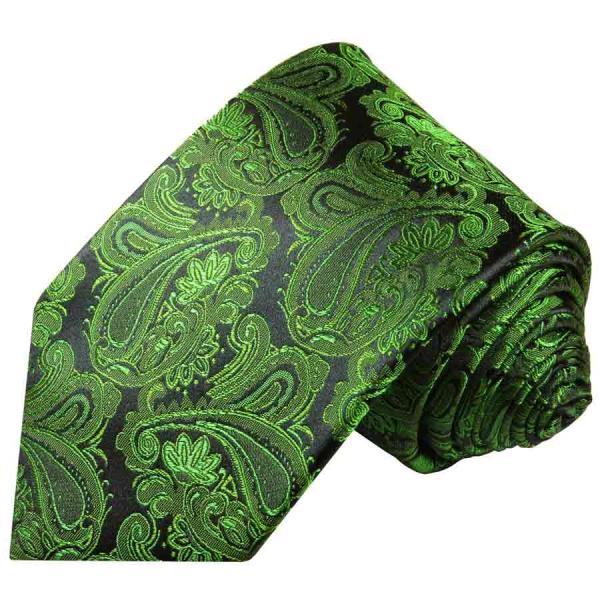 Men's tie green black paisley necktie 379