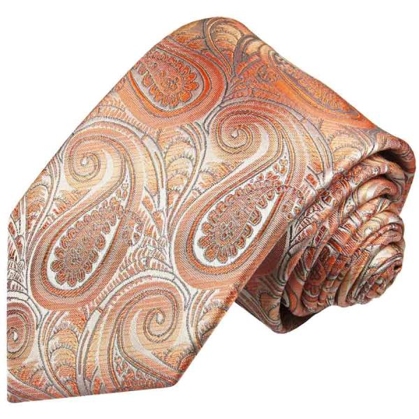Men's tie orange paisley brocade necktie  380