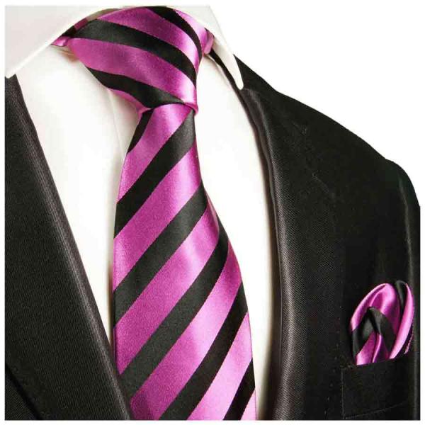 Men's tie pink black striped necktie 381