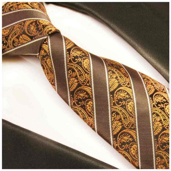 Men's tie brown paisley striped necktie 392