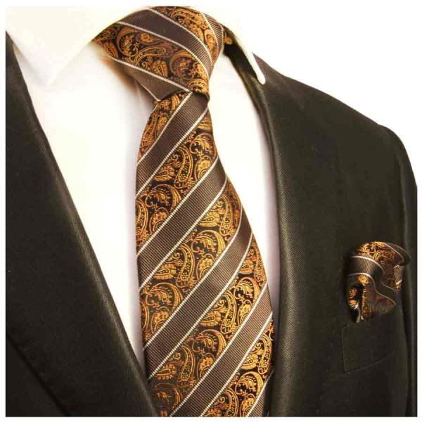 Men's tie brown paisley striped necktie 392