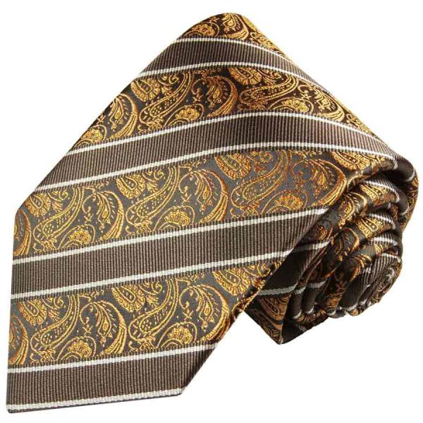 Men's tie brown paisley striped necktie 392