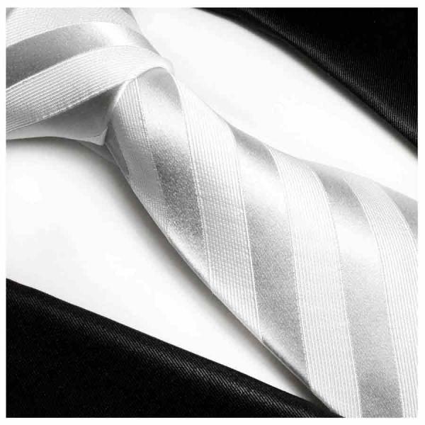 Men's tie silver white striped necktie 401