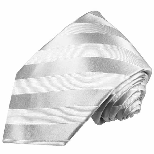 Men's tie silver white striped necktie 401