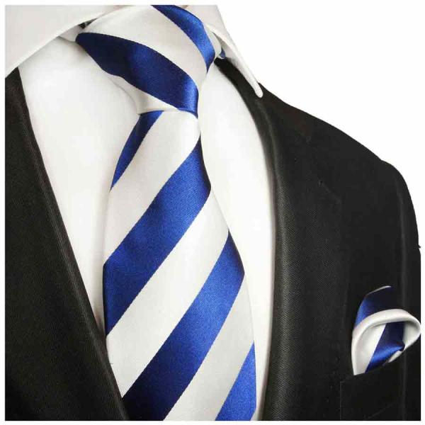 Men's tie blue white striped necktie 405