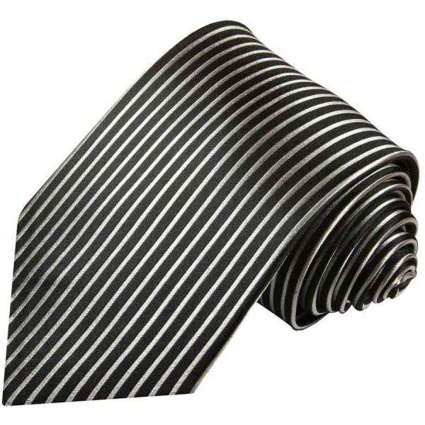 Men's tie black silver vertical striped necktie 408