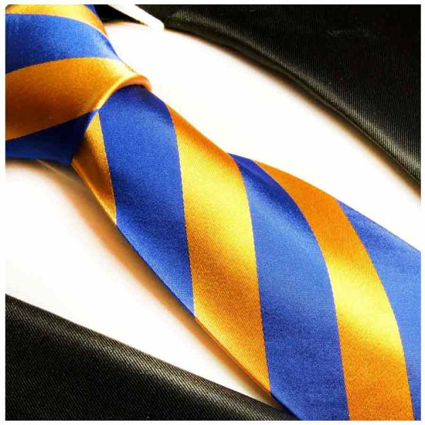 Men's tie orange blue striped necktie 409