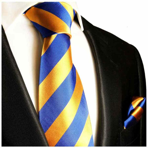 Men's tie orange blue striped necktie 409