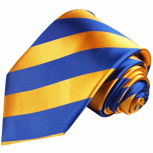 Men's tie orange blue striped necktie 409