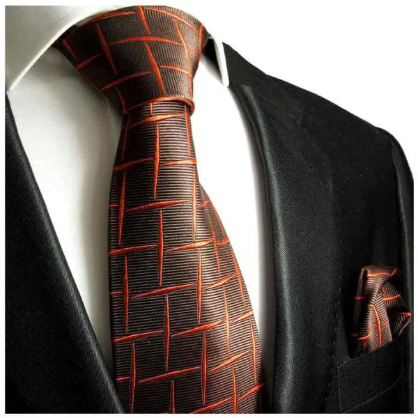 Men's tie red-brown orange checked necktie 412