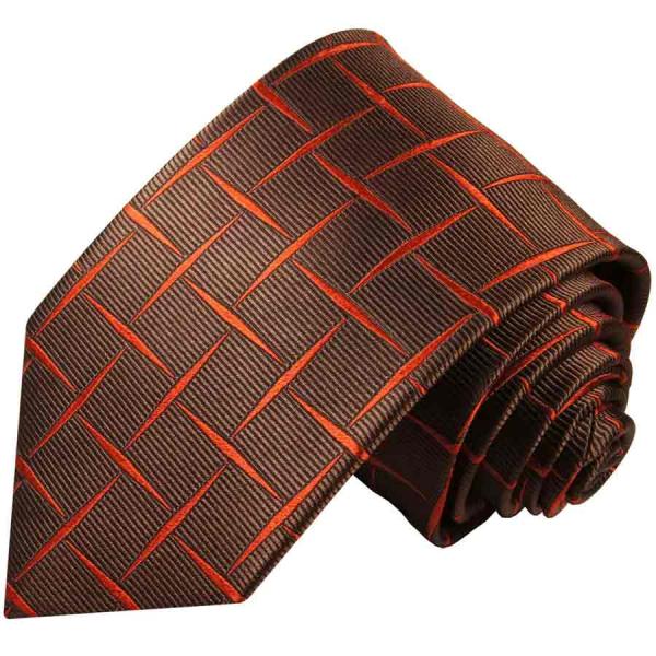 Men's tie red-brown orange checked necktie 412