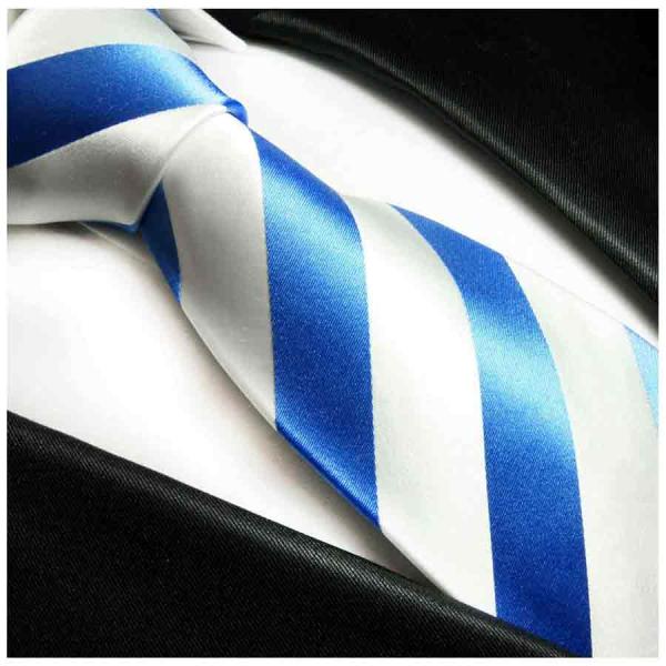 Men's tie light blue white striped necktie 413