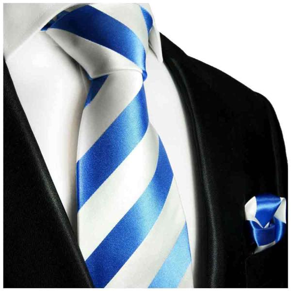 Men's tie light blue white striped necktie 413