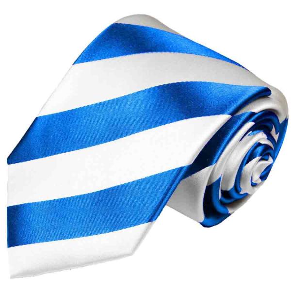 Men's tie light blue white striped necktie 413