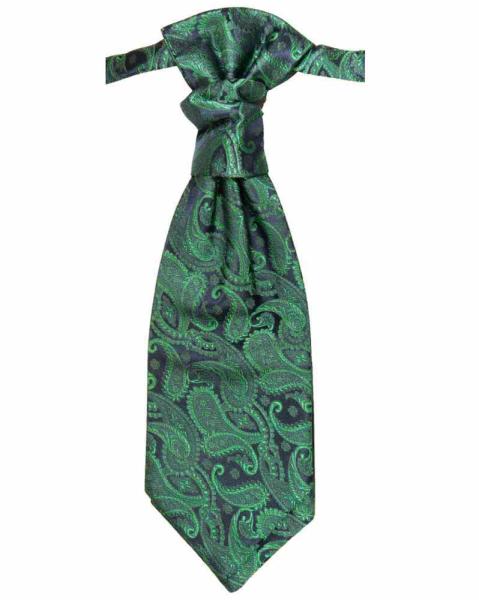 Wedding vest with plastron green paisley V14